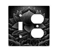 Elegant Water Lily Light Switch Cover Plates/Outlet Covers, Monochrome Black Floral Design for Home Decor, Thermoplastic Wall Plates, Standard Size Toggle Duplex
