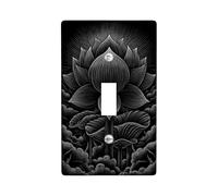 Elegant Water Lily Light Switch Cover Plates/Outlet Covers, Monochrome Black Floral Design for Home Decor, Thermoplastic Wall Plates, Standard Size Single Toggle