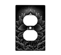 Elegant Water Lily Light Switch Cover Plates/Outlet Covers, Monochrome Black Floral Design for Home Decor, Thermoplastic Wall Plates, Standard Size Single Duplex Outlet