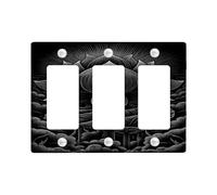 Elegant Water Lily Light Switch Cover Plates/Outlet Covers, Monochrome Black Floral Design for Home Decor, Thermoplastic Wall Plates, Standard Size 3 Gang Wall Plate