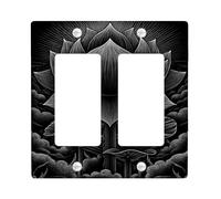 Elegant Water Lily Light Switch Cover Plates/Outlet Covers, Monochrome Black Floral Design for Home Decor, Thermoplastic Wall Plates, Standard Size Double Rocker