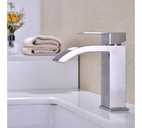 Elegant Waterfall Bathroom Sink Faucet for Effortless Control and Style Large Rectangular Spout Brushed Nickel Finish