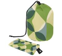 Elegant Waterproof Drawstring Barrel Makeup Bag for Women, Perfect for Organizing Makeup on The Go, Green Circular Geometric