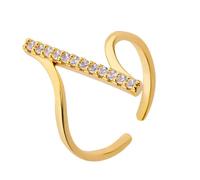 Elegant Wavy Rings with Kirsite Geometric Zircon Gold or Silver Plated Wedding Rings Fashion Jewelry Women Sturdy Gold or Silver Geometric Accessories As Described As Described