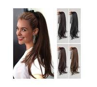 Elegant Wavy Wrap Around Ponytail Extensions Long Synthetic Binding Tie up Pony Tail for Women(Light Brown,12inches)