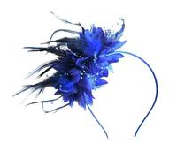 Elegant Wedding Feather Flowers Hair Fascinators Headdress Hat for Woman Cocktail Party Headband Accessories(Color:Blue)