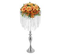 Elegant Wedding Flower Stand with Ice Curtain Pendants - Portable & Easy Assembly for Weddings, Birthdays, Home Decor(Silver)