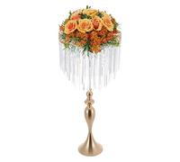Elegant Wedding Flower Stand with Ice Curtain Pendants - Portable & Easy Assembly for Weddings/Birthdays/Home Decor(Gold)