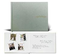 Elegant Wedding Guest Book - Guest Book for Receptions, Baby Showers & Celebrations - Sage Green Linen Hardcover, Polaroid Guest Book with 100 Half Blank and Lined Pages for Signatures and Photos