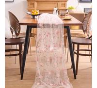 Elegant Wedding Party Table Decor for runner Pink White Elegant(75 * 300cm White-pink)