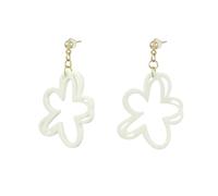 Elegant White Acrylic Dangle Earrings for Women with Flower Design, Lightweight & Comfortable Floral Drop Earrings Handmade Jewelry Gifts for Her, Acrylic, No Gemstone