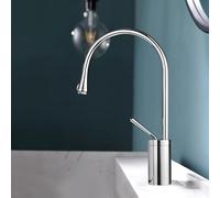 Elegant White and Gold Bathroom Faucet - Hot & Cold Raised Table Basin Tap for Toilet - Stylish Low-Profile Design for Modern Home Decor