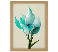 Elegant White Aqua Calla Lilies Painting Artwork Framed Wall Art Print A4 Artery8 Light Oak One Size
