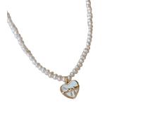 Elegant White Bow Heart Pendant Necklace For Women Pearl Necklace, Beautiful And Versatile That Can Be Worn With Any Style B