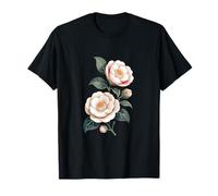 Elegant White Camellia Flowers Vintage Botanical T-Shirt