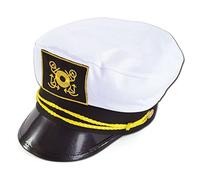 Elegant White Captain's Cap Hat (1 Pc.) - Perfect for Boating, Yachting, Cruising, Uniforms, World Book Day, & More Halloween Halloween