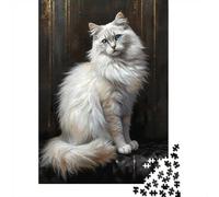 Elegant White Cat Portrait with Blue Eyes Jigsaw Puzzle, 1000 Piece | For free days in December: Adult jigsaw puzzle with 1000 pieces; for a gift that can be enjoyed well beyond the holidays.