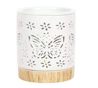 Elegant White Ceramic Matte Butterfly Oil Burner - 11cm x 9.5cm (1 Pc.) - Decorative Fragrance Diffuser - Unique Design & Premium Quality Material - Perfect for Home Decor & Aromatherapy