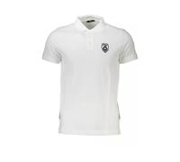 Elegant White Embroidered Polo Shirt M