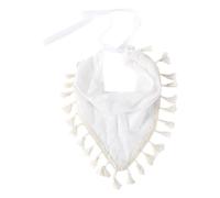 Elegant White Floral Tassels Hair Bandana Soft Polyester Fabric Versatile Headband Hairpieces Styling Hairdressing Tool