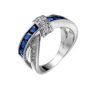 Elegant White Gold Heart-Shaped Rings Women Wedding Band Promise Cubic Zirconia