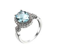 Elegant White Gold Heart-Shaped Rings Women Wedding Band Promise Cubic Zirconia