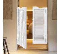 Elegant White Louvered Double Swing Cafe Doors - Auto Close Saloon Doors for Kitchen & Balcony Half Waist Partition, 28/30/32/36" Width (W120xH90cm)
