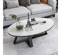Elegant White Marble Coffee Table - Oval Sintered Stone Top Sturdy Metal Frame | Modern Center Table for Small Spaces | Stylish Living Room & Home Office Decor