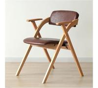 Elegant White Mid-Century Modern Leather Dining Chair with Armrests, Foldable Upholstered Seat & Back, Sturdy Wooden Frame - Stylish Indoor Seating, One Size