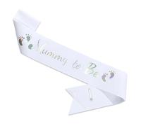Elegant White 'Mum-to-Be' Sash - Shower Sash for Mother-to-Be - Silver Foil Mummy to Be Sash for Gender Reveal, Pregnancy Announcement - Party Decoration