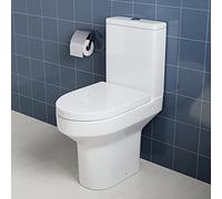 ELEGANT White One-Piece Ceramic Toilets and Cisterns with Gloss White, Modern Close Coupled Toilet with Soft Close Seat Bathroom WC, D Shape Toilet Pan