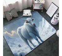 Elegant White Ox Print Area Rugs for Living Room Bedroom, Washable Soft 3x5 Throw Rugs Non Slip Carpet for Bedroom Decor Aesthetic 60x39 inches