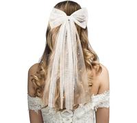 Elegant White Pearl Bridal Bow Hair Clip - Perfect Wedding Veil with Barrette for Special Occasions