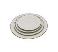 Elegant White Porcelain Dinner Plates Set - Classic Round Design with Gold Rim, Durable Fine China Dinnerware for Home, Kitchen, Wedding, Or Party Use - Luxury Ceramic Tableware Set