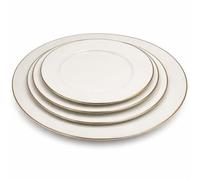 Elegant White Porcelain Dinner Plates Set - Classic Round Design with Gold Rim, Durable Fine China Dinnerware for Home, Kitchen, Wedding, Or Party Use - Luxury Ceramic Tableware Set