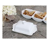 Elegant White Porcelain Provence Butter Box by Chic Antique