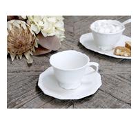 Elegant White Porcelain Provence Coffee Cup & Saucer by Chic Antique