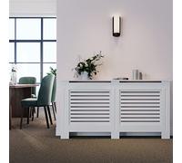ELEGANT White Radiator Cover - Modern MDF Radiator Covers with Shelf, Horizontal Slats Radiator Cabinet for Living Room Bedroom Hallway Office, Large Size Decorative Heater Cover