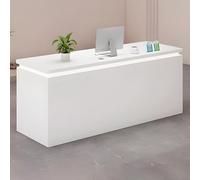 Elegant White Reception Desk with Hidden LED Lighting, Spacious 120cm Front Counter for Office, Waiting Areas & Reception Spaces - Modern Design & Functionality