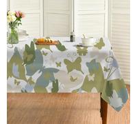 Elegant White Rectangular Tablecloth 160x270 cm, Waterproof & Stain-Resistant, Butterfly Animal Print, Ideal for Weddings, Parties, Garden Decor, Anniversaries, Christmas, Events