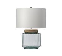 Elegant White Shade Table Lamp With Polished Nickel Finish And Clear Glass Led Bulb