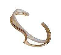 Elegant White Shellfish C Shaped Geometric Metal Bangle Women Wrist Jewelry Party Wedding Z Generation Trendy Bangle