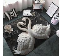 Elegant White Swan-A Print Area Rugs for Living Room Bedroom, Washable Soft 3x5 Throw Rugs Non Slip Carpet for Bedroom Decor Aesthetic 60x39 inches