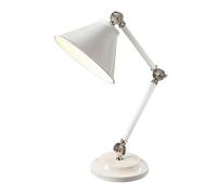 Elegant White Table Lamp With Polished Nickel Finish And Led Bulb