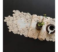 Elegant White Table Runner - Luxurious American Embroidery Linen Cotton Lace Tablecloth for Coffee, Fireplace, Piano, and Cabinet Decor - 35x90cm