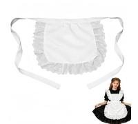 Elegant White Waist Apron with Lace Trim,White Apron Fancy Dress,Cute Kitchen Apron,W/hite Waitress A/pron,Adjustable Costume Style Half Aprons for Cooking,Restaurant Servers,Coffee Shop & Cosplay