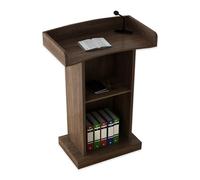 Elegant White Wooden Podium Stand for Reception Church & Classroom Versatile Small Pulpit with Storage for Weddings Conferences & Lectures (Brown Finish)