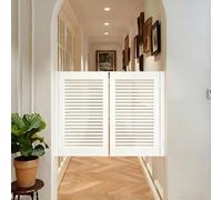 Elegant White Wooden Saloon Swinging Cafe Doors - 35.5" Solid Dual Louvre Design for Kitchens, Bars & Entrances - Stylish Interior Decor (132x90cm)
