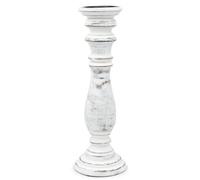 Elegant Whitewash Mango Wood Candle Stand - Large, Classic & Durable
