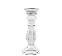 Elegant Whitewashed Mango Wood Candle Stand - Medium, Classic Design